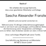 Nachruf Alexander Franzke