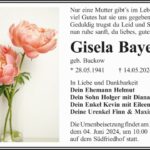 Traueranzeige Giesela Bayer geb. Buckow