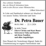 Traueranzeige Dr. Petra Bauer