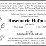 Traueranzeige Rosemarie Hofmann