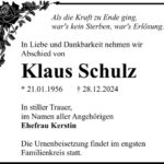 Traueranzeige Klaus Schulz