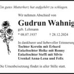 Traueranzeige Gudrun Wahnig geb. Lehmann