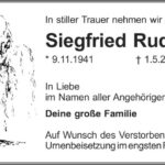 Traueranzeige Siegfried Rudolph