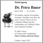 Danksagung Dr. Petra Bauer