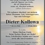 Traueranzeige Dieter Kollowa