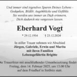 Traueranzeige Eberhard Vogt