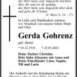 Traueranzeige Gerda Gohrenz