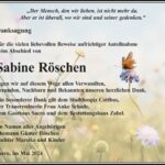 Danksagung Sabine Röschen