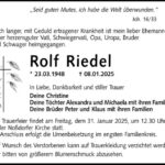 Traueranzeige Rolf Riedel