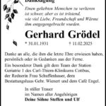 Danksagung Gerhard Grödel