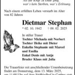 Traueranzeige Dietmar Stephan