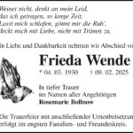 Traueranzeige Frieda Wende