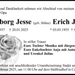 Traueranzeige Ingeborg und Erich Jesse
