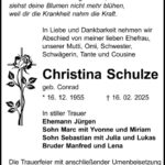 Traueranzeige Christina Schulze