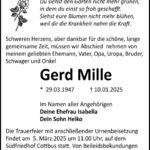 Traueranzeige Gerd Mille