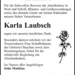 Danksagung Karla Laubsch