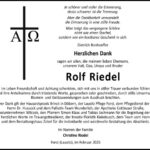 Danksagung Rolf Riedel