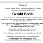 Nachruf Gerald Boede