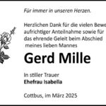 Danksagung Gerd Mille