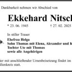 Traueranzeige Ekkehard Nietschke