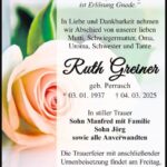 Traueranzeige Ruth Greiner