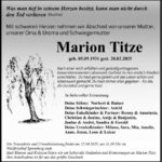 Traueranzeige Marion Tietze