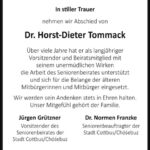 Nachruf Dr. Horst-Dieter Tommack
