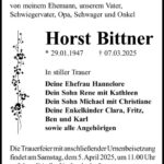 Traueranzeige Horst Bittner