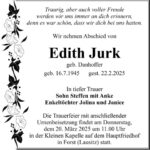 Traueranzeige Edith Jurk