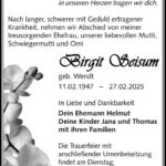 Traueranzeige Birgit Seisum