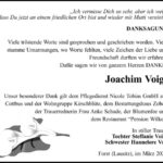 Danksagung Joachim Voigt