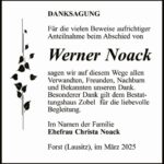Danksagung Werner Noack