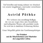 Nachruf Astrid Pöthke
