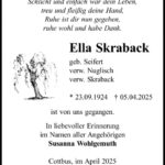 Traueranzeige Ella Skraback, geb. Seifert