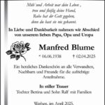 Traueranzeige Manfred Blume