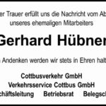 Nachruf Gerhard Hübner
