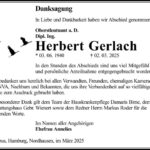 Danksagung Herbert Gerlach