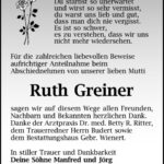Danksagung Ruth Greiner