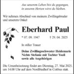 Traueranzeige Eberhard Paul
