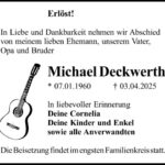 Traueranzeige Michael Deckwerth