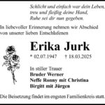 Traueranzeige Erika Jurk