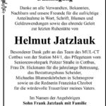 Danksagung Helmut Jatzlauk