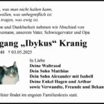 Traueranzeige Wolfgang Kranig