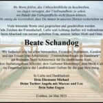 Traueranzeige Beate Schandog