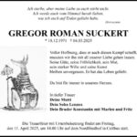 Traueranzeige Gregor Suckert