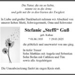 Traueranzeige Stefanie "Steffi" Guß geb. Kuban