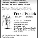 Traueranzeige Frank Paulick