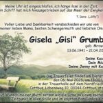 Traueranzeige Gisela „Gisi“ Grumbt