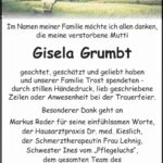 Danksagung Gisela Grumbt