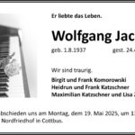 Traueranzeige Wolfgang Jacob